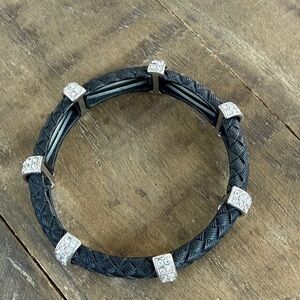 Chic Black Woven Bracelet with Silver Accents